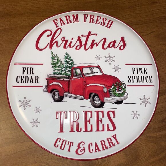 Burton And Burton 15 Inch Round Christmas Trees Sign Indoor Outdoor - Picture 1 of 11